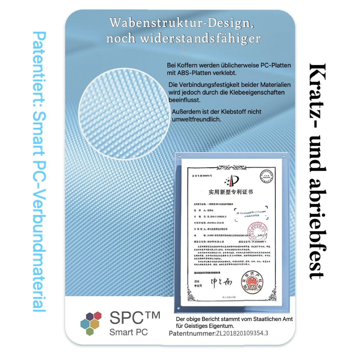 PRESIDENT Hartschalenkoffer aus Smart PC recyceltem Material, Blau