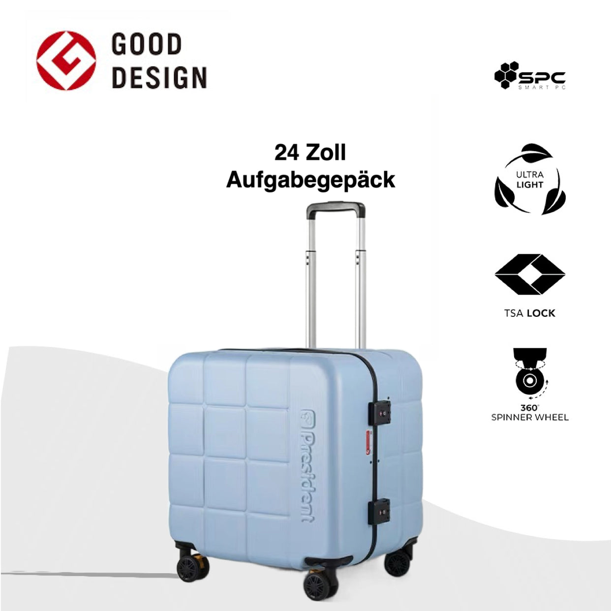 PRESIDENT Hartschalenkoffer aus Smart PC recyceltem Material, Blau