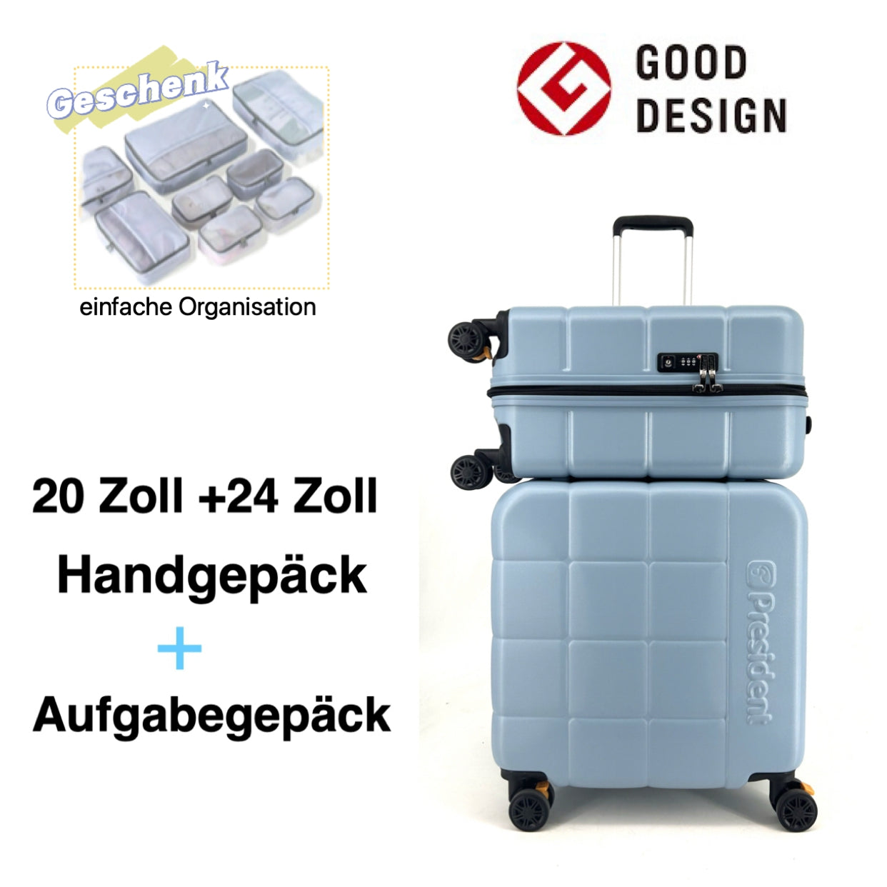 PRESIDENT Hartschalenkoffer aus Smart PC recyceltem Material, Blau