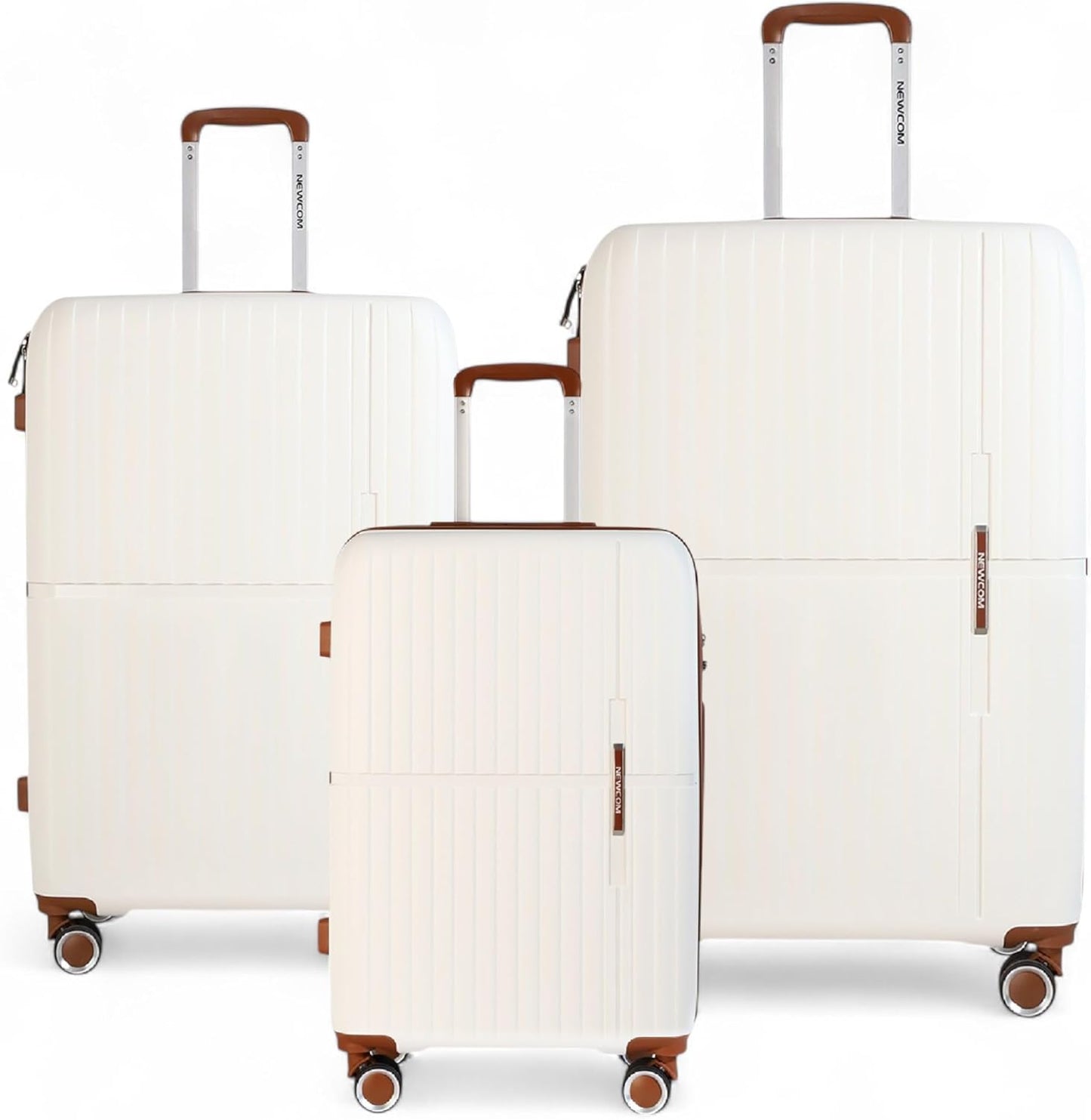 NEWCOM 3er-Set Hartschalen-Trolley aus PP-Material, Weiß