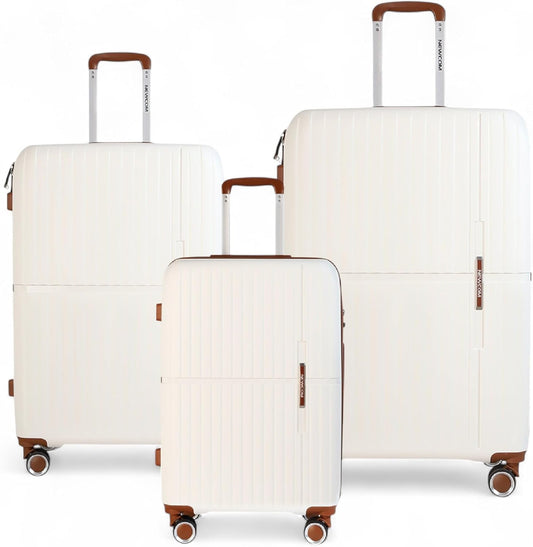 NEWCOM 3er-Set Hartschalen-Trolley aus PP-Material, Weiß