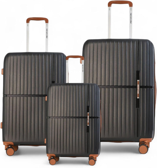 NEWCOM 3er-Set Hartschalen-Trolley aus PP-Material, Schwarz