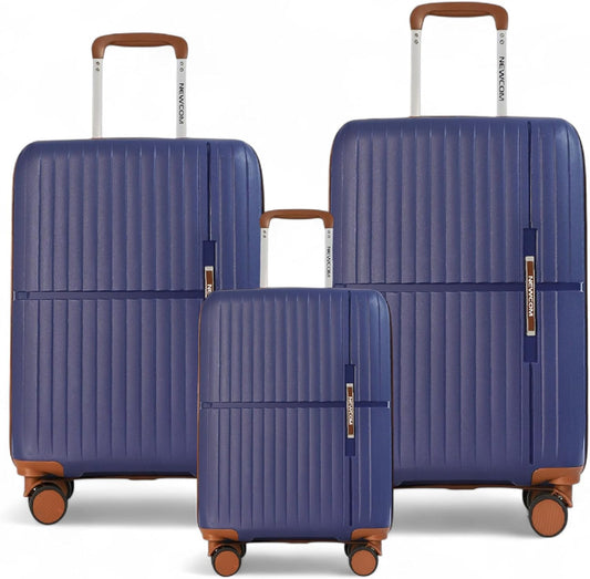 NEWCOM 3er-Set Hartschalen-Trolley aus PP-Material, Blau