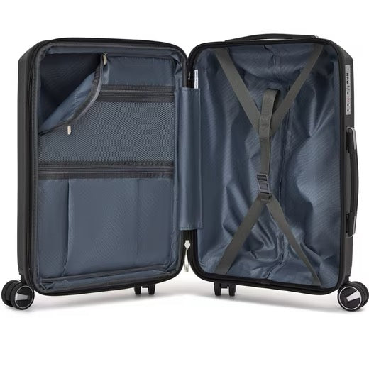 SUPER SOLU Frankfurt-Series Hartschalenkoffer aus  PP-Kunststoff (Polypropylene) mit Dehnfalte, Schwarz