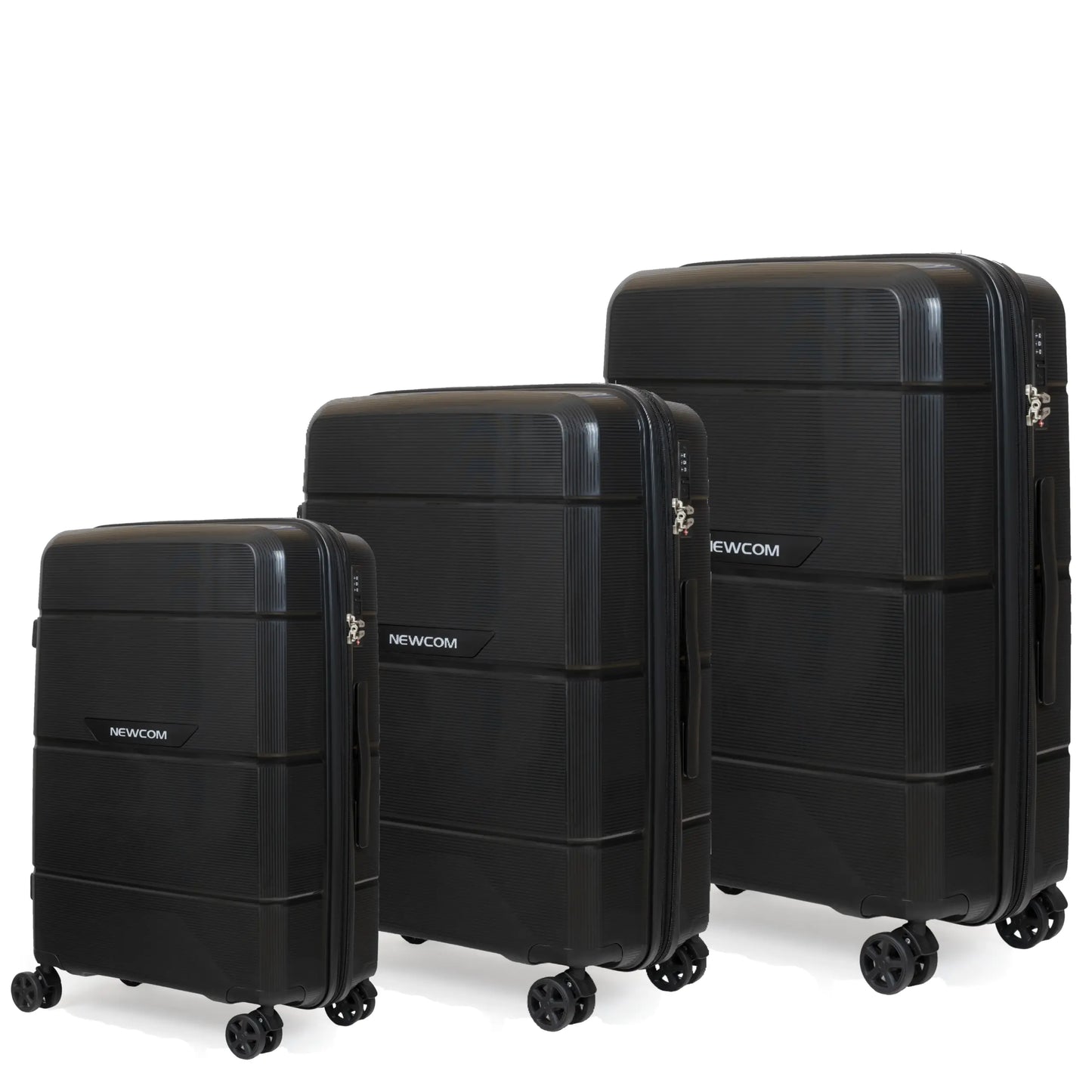 NEWCOM Hartschalenkoffer aus PP, Erweitbar, Schwarz