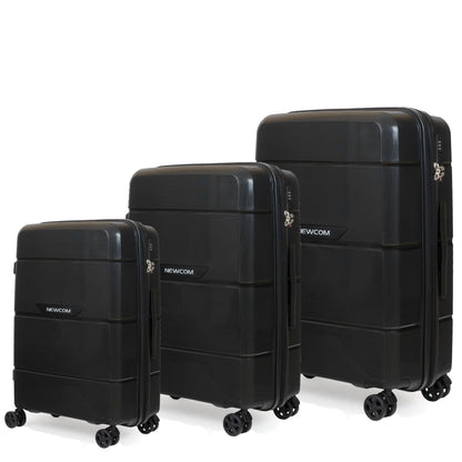 NEWCOM Hartschalenkoffer aus PP, Erweitbar, Schwarz