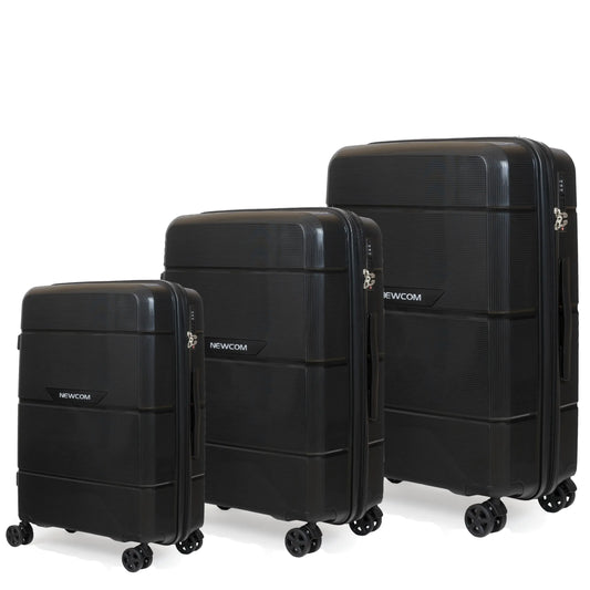 NEWCOM Hartschalenkoffer aus PP, Erweitbar, Schwarz