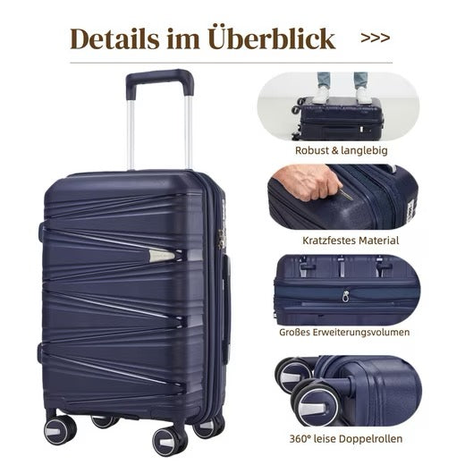 SUPER SOLU Berlin-Series Hartschalenkoffer aus PP-Kunststoff (Polypropylene) mit Dehnfalte, Marineblau