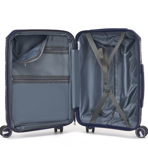 SUPER SOLU Berlin-Series Hartschalenkoffer aus PP-Kunststoff (Polypropylene) mit Dehnfalte, Marineblau