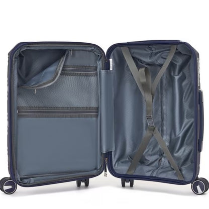 SUPER SOLU Berlin-Series Hartschalenkoffer aus PP-Kunststoff (Polypropylene) mit Dehnfalte, Marineblau