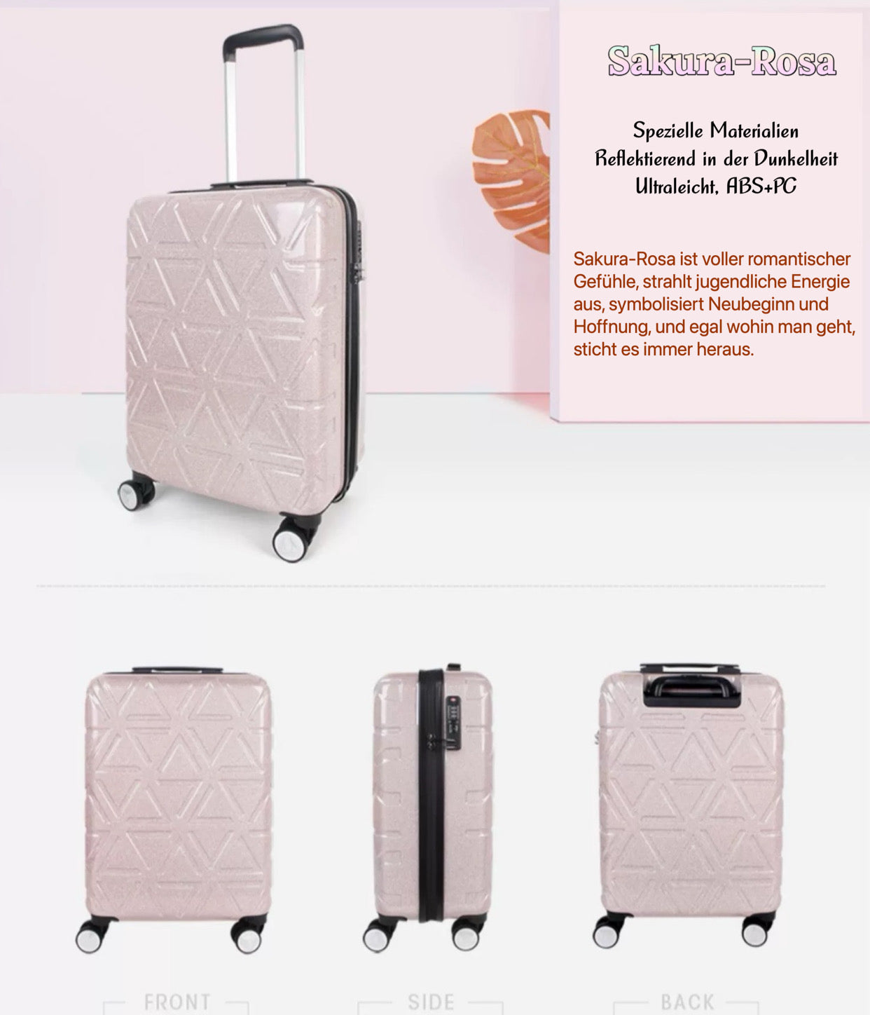 N1097-SERIE Hartschalen-Trolley Reflektorstoff Glanz Glitzer