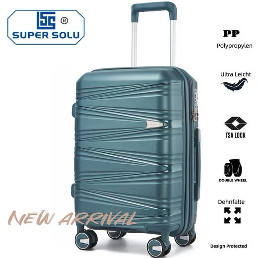 SUPER SOLU Berlin-Series Hartschalenkoffer aus PP-Kunststoff (Polypropylene) mit Dehnfalte, Türkis