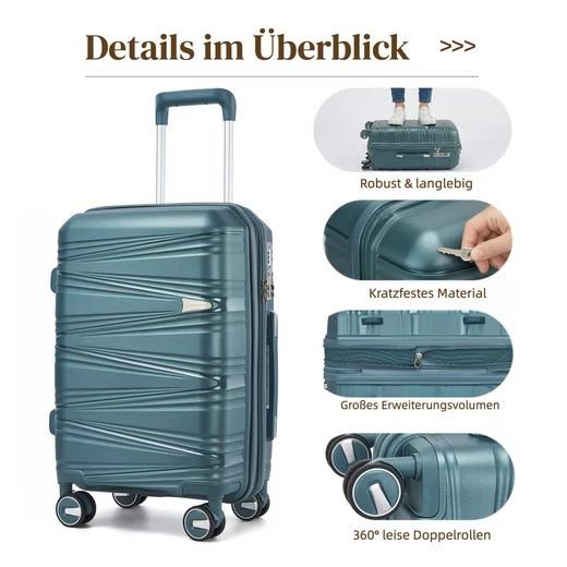 SUPER SOLU Berlin-Series Hartschalenkoffer aus PP-Kunststoff (Polypropylene) mit Dehnfalte, Türkis