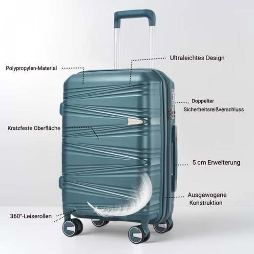 SUPER SOLU Berlin-Series Hartschalenkoffer aus PP-Kunststoff (Polypropylene) mit Dehnfalte, Türkis