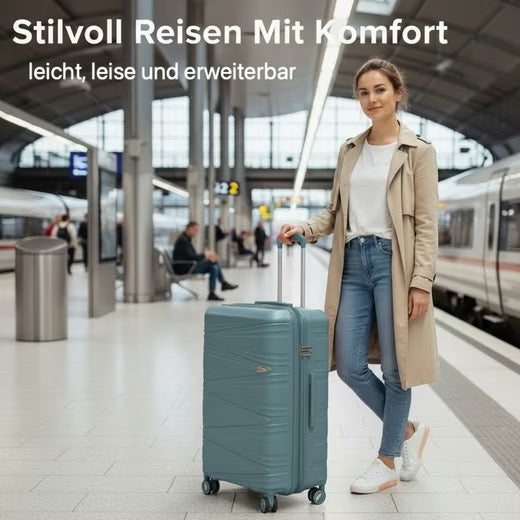 SUPER SOLU Berlin-Series Hartschalenkoffer aus PP-Kunststoff (Polypropylene) mit Dehnfalte, Türkis