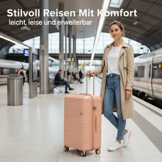 SUPER SOLU Berlin-Series Hartschalenkoffer aus PP-Kunststoff (Polypropylene) mit Dehnfalte, Rosa