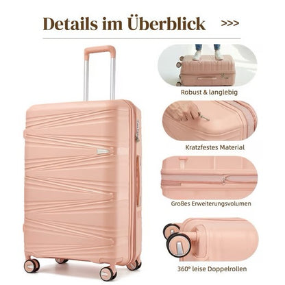 SUPER SOLU Berlin-Series Hartschalenkoffer aus PP-Kunststoff (Polypropylene) mit Dehnfalte, Rosa