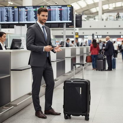 SUPER SOLU Zurich-Series Hartschalenkoffer mit Dehnfalte, Frontöffnung Reisekoffer aus PC