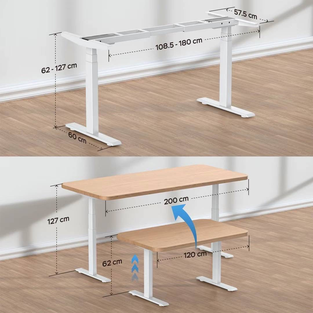 Super-Solu Elektrisch Höhenverstellbares Tischgestell Dual-Motor 3-Fach-Teleskop