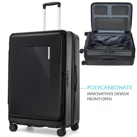 SUPER SOLU Zurich-Series Hartschalenkoffer mit Dehnfalte, Frontöffnung Reisekoffer aus PC