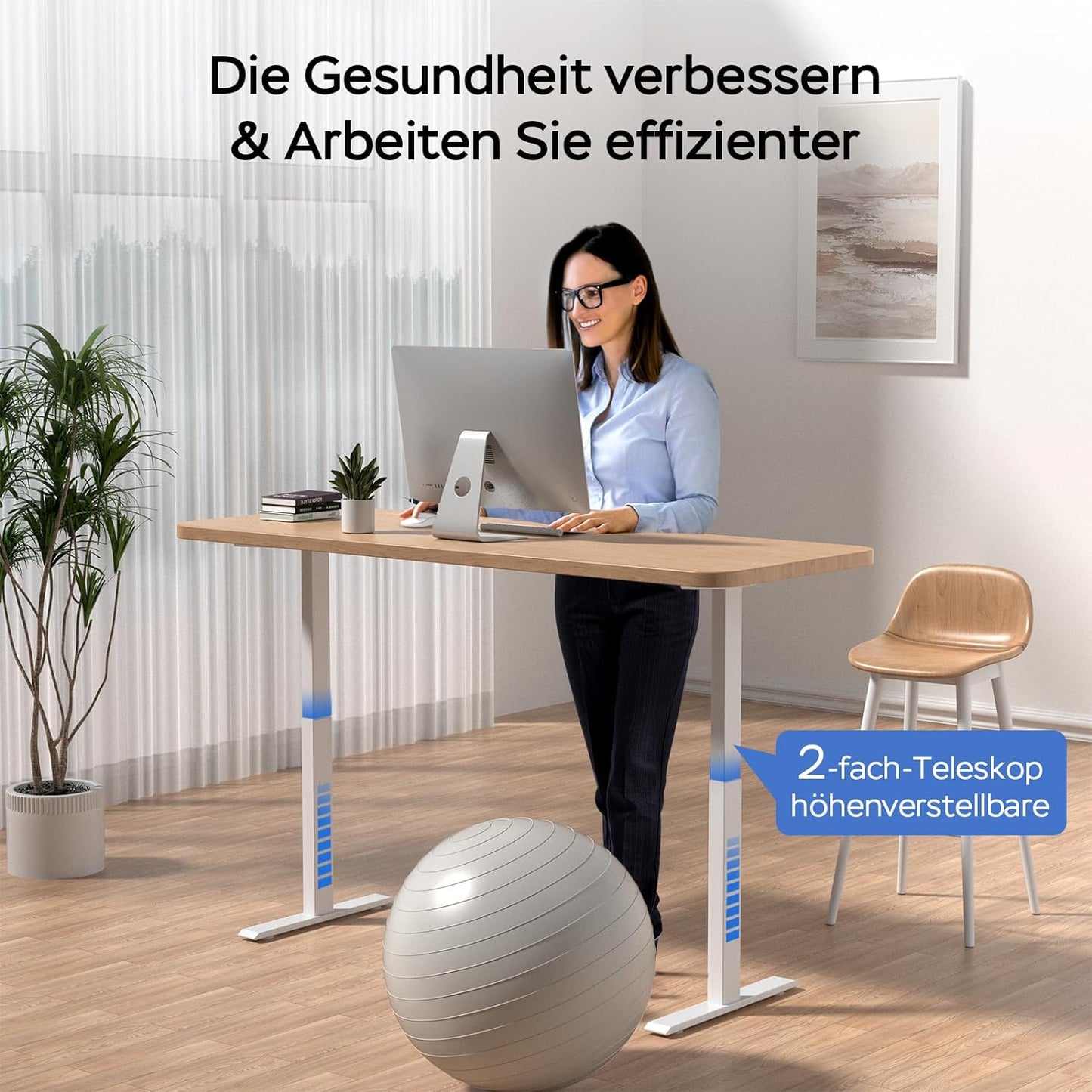 *1W / 1B * Super-Solu Elektrisch Höhenverstellbares Tischgestell Dual-Motoren / 2-Fach-Teleskop
