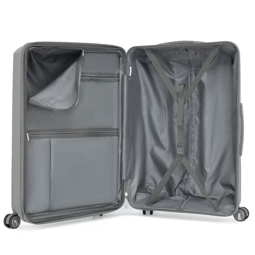 SUPER SOLU Frankfurt-Series Hartschalenkoffer aus  PP-Kunststoff (Polypropylene) mit Dehnfalte, Grau