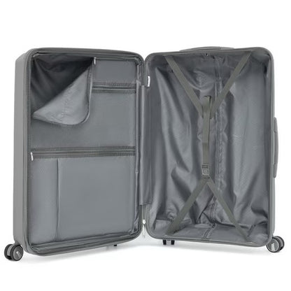 SUPER SOLU Frankfurt-Series Hartschalenkoffer aus  PP-Kunststoff (Polypropylene) mit Dehnfalte, Grau