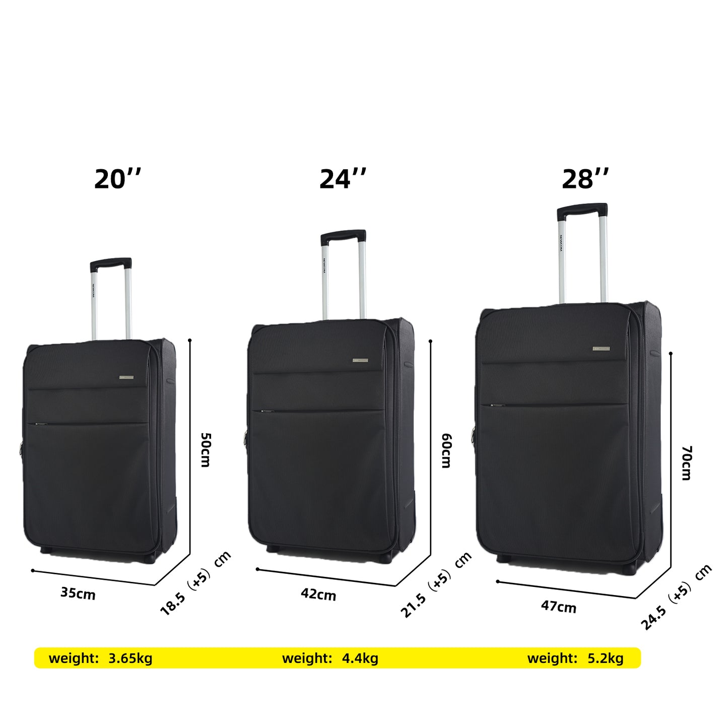 N131-SERIE Erweiterbar Weichgepäck-Trolley Klassischer Stoffkoffer mit TSA-Schloss