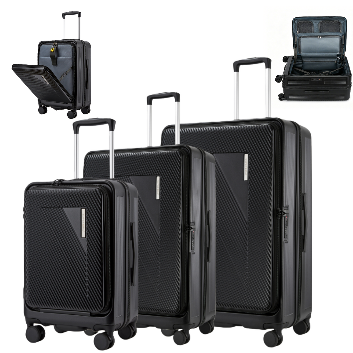 SUPER SOLU Zurich – Premium Polycarbonat Koffer mit Frontöffnung | Erweiterbar | Handgepäck & Check-in Größen