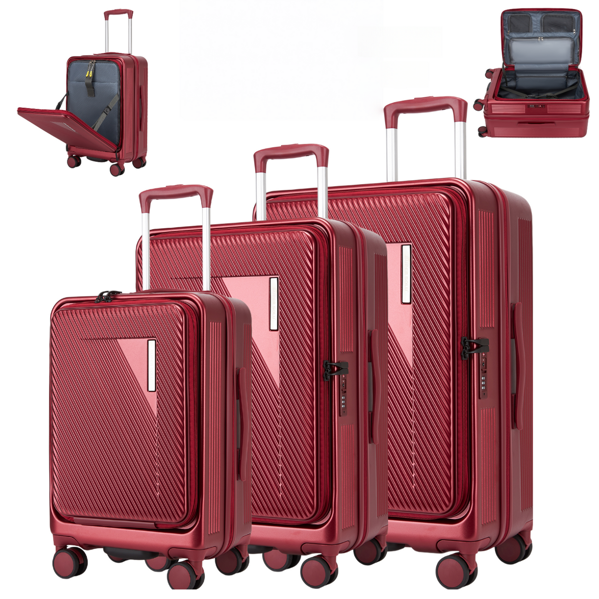 SUPER SOLU Zurich – Premium Polycarbonat Koffer mit Frontöffnung | Erweiterbar | Handgepäck & Check-in Größen