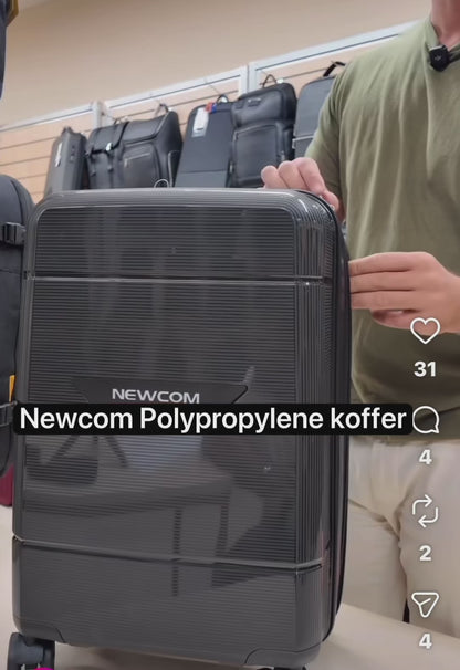 NEWCOM Hartschalenkoffer aus PP, Erweitbar, Schwarz